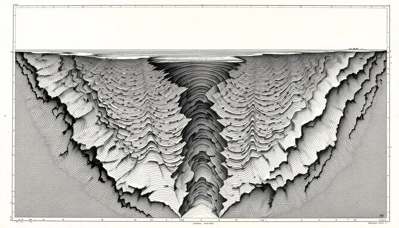 Bathymetric cross-section reading the seafloor through layers of water: signal distorted by depth is not signal destroyed.